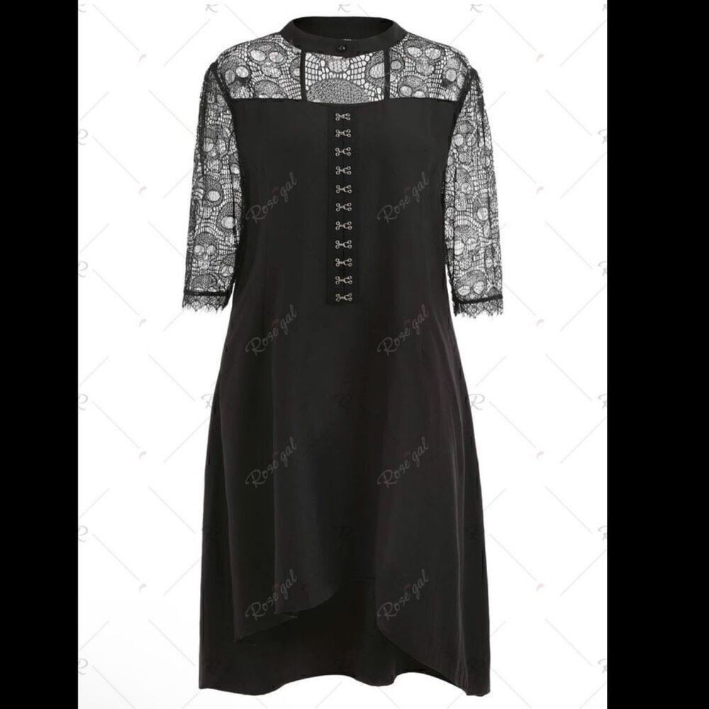 RoseGal black Goth dress with lace skulls high low Rose Gal size 2X